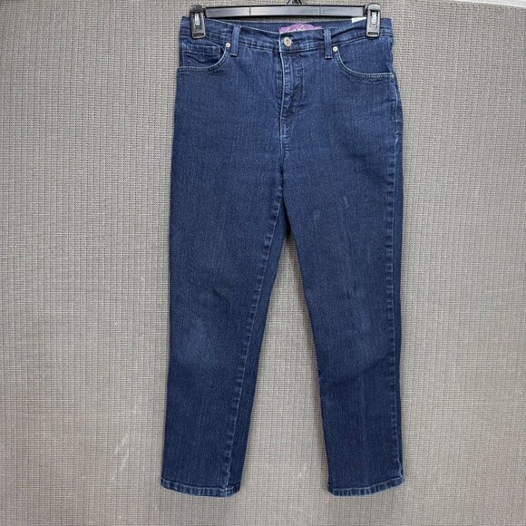 Gloria Vanderbilt Amanda Womens Size 8P Blue High Rise Tapered Leg Jeans Denim - Picture 1 of 8